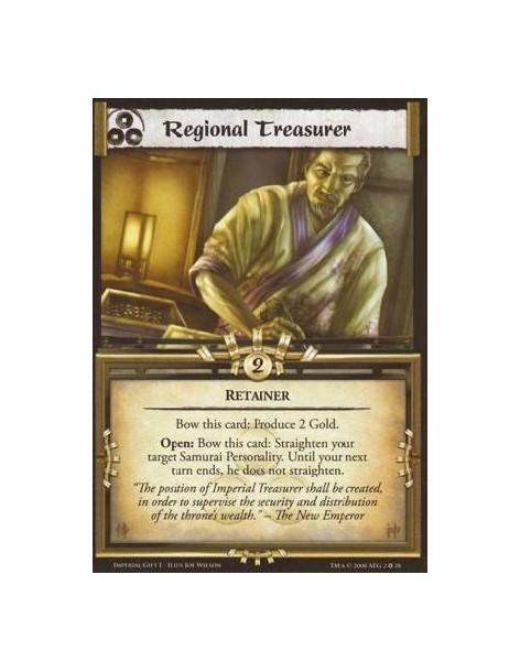 Regional Treasurer  - Retainer Bow this card: Produce 2 Gold. Open: Bow this card: Straighten your target Samurai Personality. U