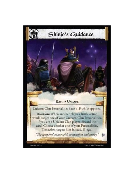 Shinjo's Guidance FOIL  - Kami • Unique Unicorn Clan Personalities have +1F while opposed. Reaction: When another player’s Battl