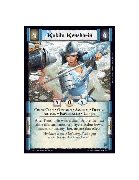 Kakita Kensho-in Exp (Spanish Language)  - Crane Clan • Obsidian • Samurai • Duelist • Artisan • Experienced • Unique After Kens