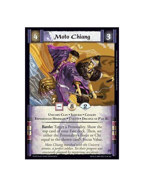 Moto Chiang  - Unicorn Clan • Samurai • Cavalry  • Experienced Hidekazu • Unique • Disc iple of P’an Ku Battle: Target a Persona