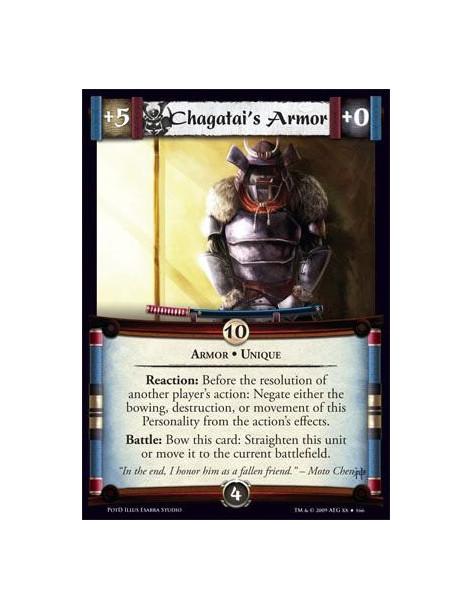 Chagatai's Armor (Spanish)  - Armor • Unique Reaction: Before the resolution of another player’s action: Negate either the bowin