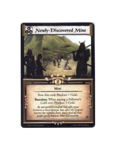 Newly-Discovered Mine (Español)  - Mine Bow this card: Produce 1 Gold. Reaction: When paying a Follower’s Gold cost: Produce 3 G