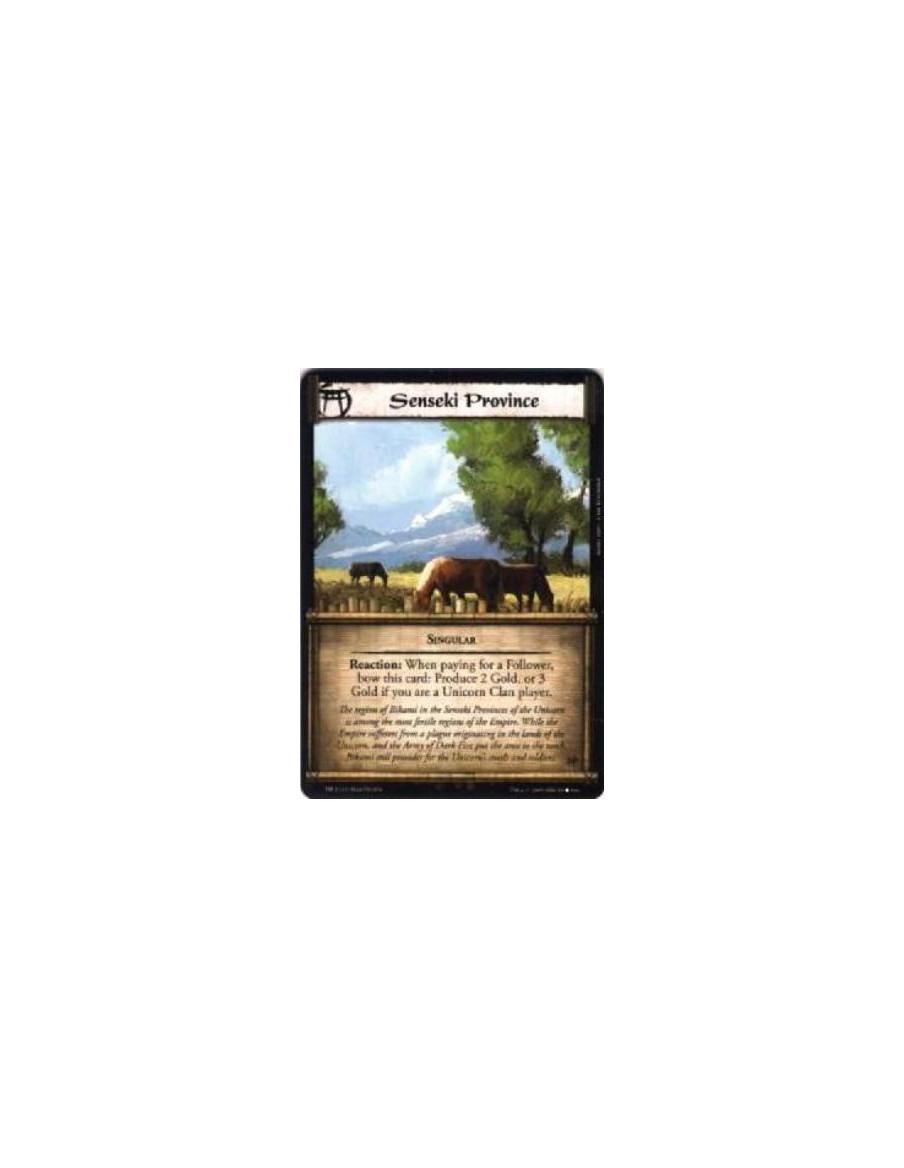Senseki Province  - Singular Reaction: When paying for a Follower, bow this card: Produce 2 Gold, or 3 Gold if you are a Unicorn