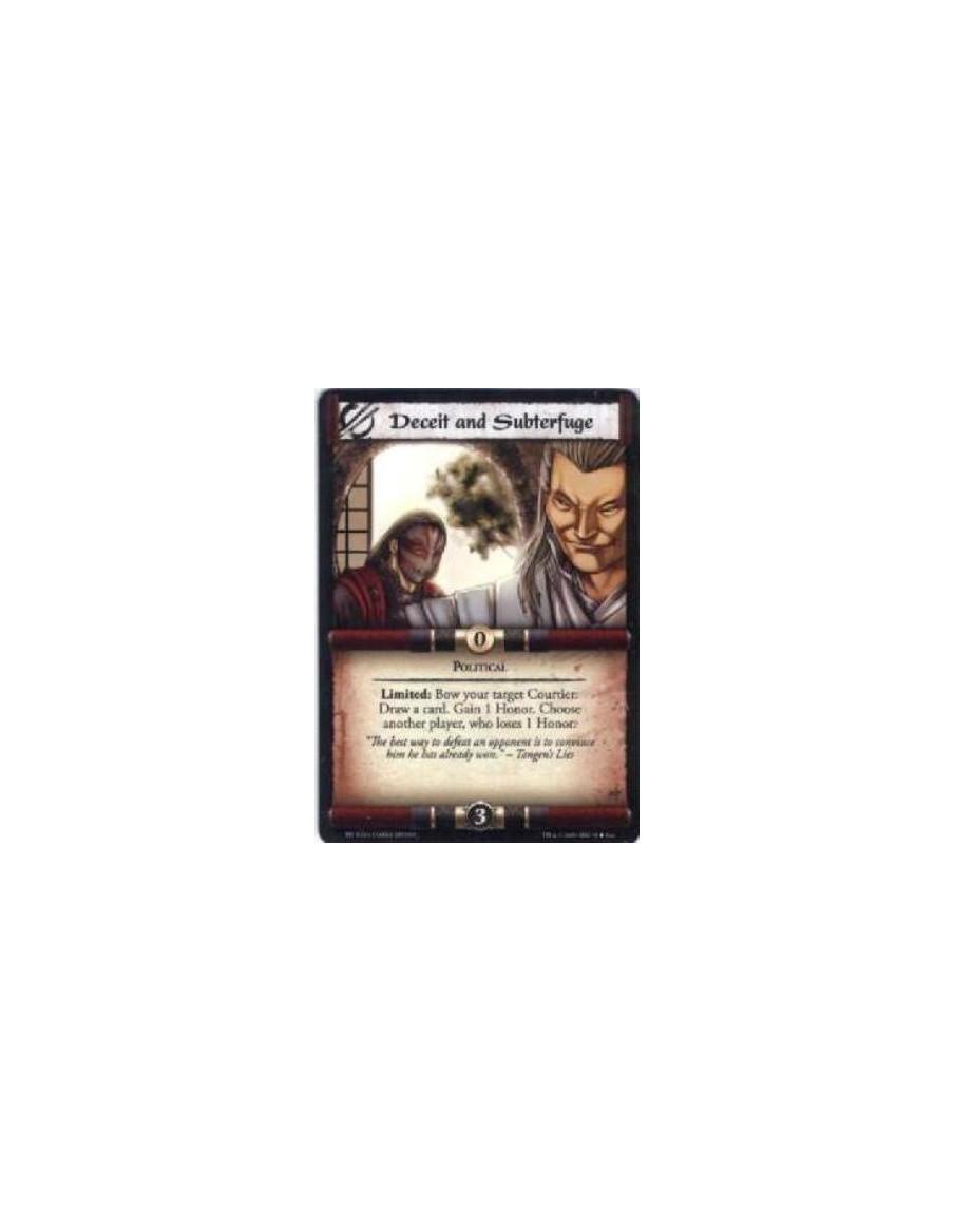 Deceit and Subterfuge  - Political Limited: Bow your target Courtier: Draw a card. Gain 1 Honor. Choose another player, who lose