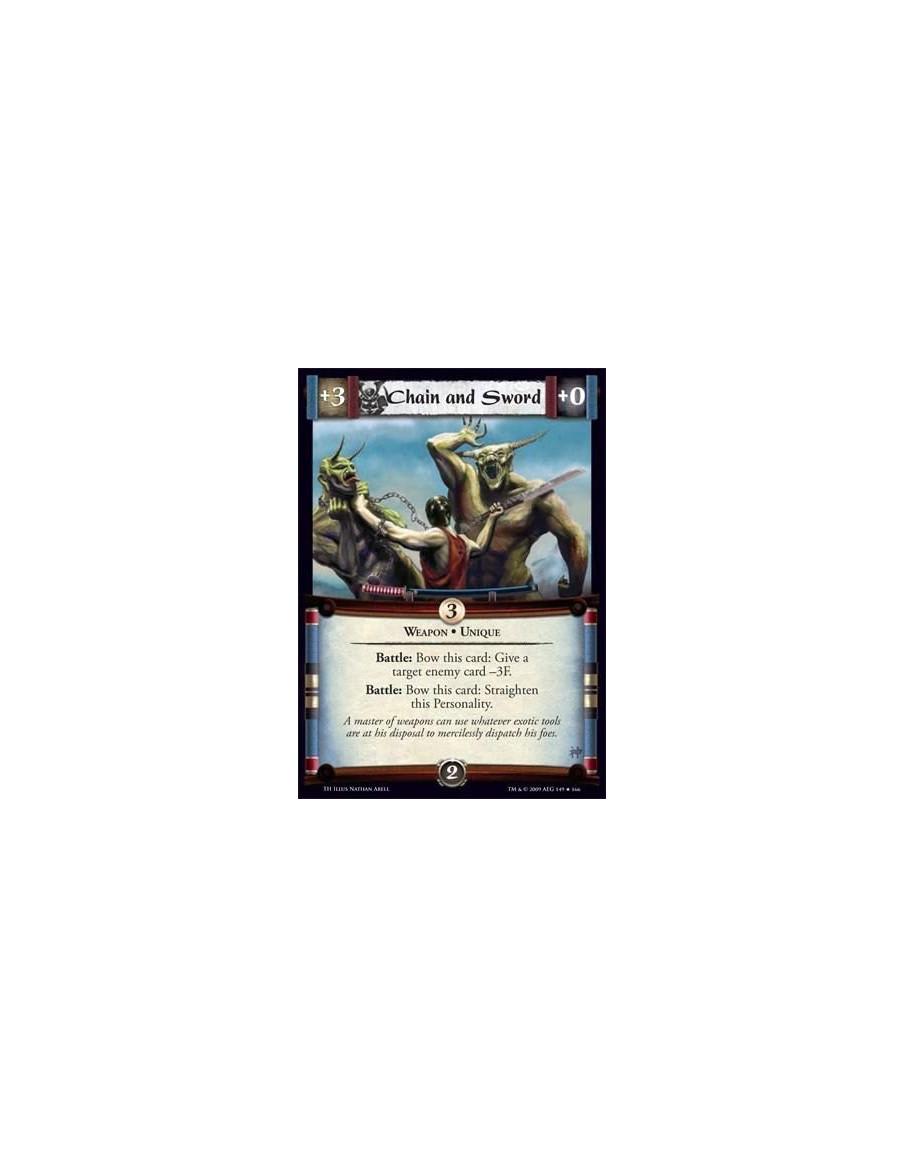 Chain and Sword  - Weapon • Unique Battle: Bow this card: Give a target enemy card -3F. Battle: Bow this card: Straighten this P