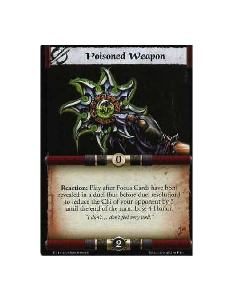 Poisoned Weapon (Español)  - Reaction: Play after Focus Cards have been revealed in a duel (but before duel resolution) to reduc