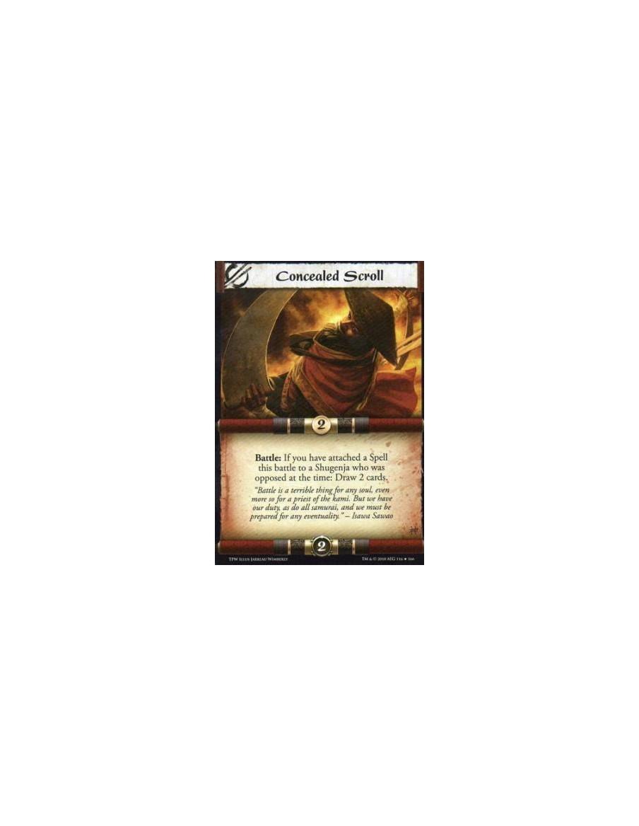 Concealed Scroll  - Battle: If you have attached a Spell this battle to a Shugenja who was opposed at the time: Draw 2 cards.