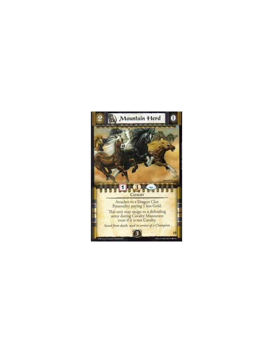 Mountain Herd  - Cavalry Attaches to a Dragon Clan Personality paying 1 less Gold. This unit may assign to a defending army duri