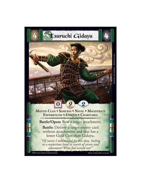 Tsuruchi Gidayu Exp  - Mantis Clan • Samurai • Naval • Magistrate • Experienced • Unique • Charitable. Battle/Open: Bow a target