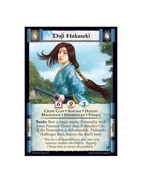 Doji Hakuseki Exp (Spanish)  - Crane Clan * Samurai * Duelist * Magistrate * Experienced * Unique Battle: Bow a target enemy Per