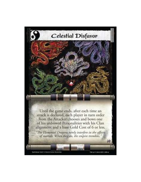 Celestial Disfavor  - Until the game ends, after each time an attack is declared, each player in turn order from the Attacker ch
