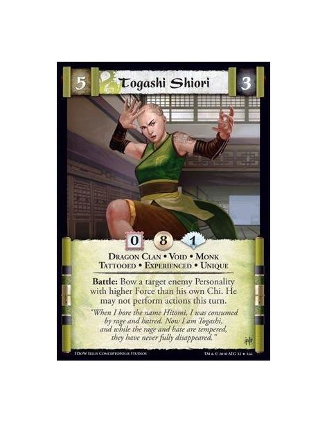 Togashi Shiori Exp  - Dragon Clan • Void • Monk • Tattooed • Experienced • Unique Battle: Bow a target enemy Personality with hi