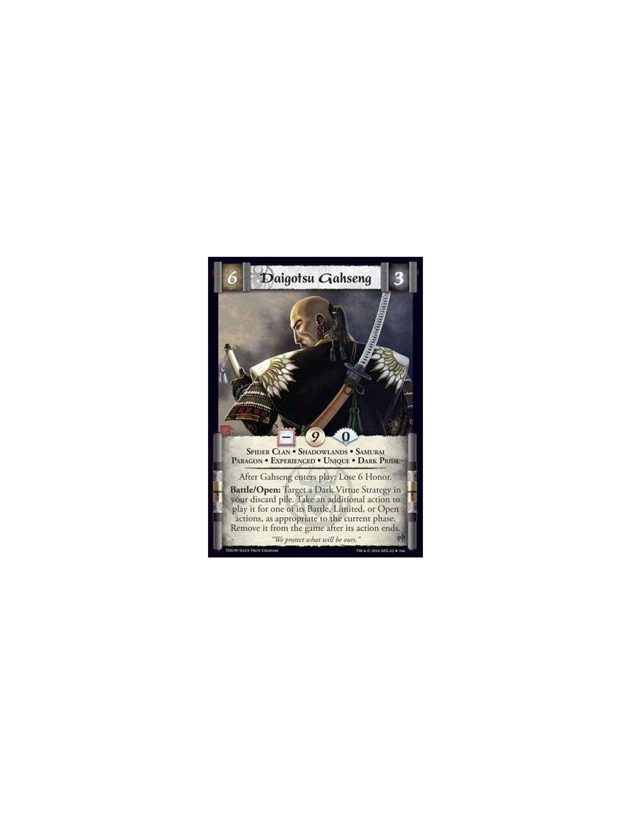 Daigotsu Gahseng Exp  - Spider Clan • Shadowlands • Samurai • Paragon • Experienced • Unique • Dark PrideAfter Gahseng enters pl