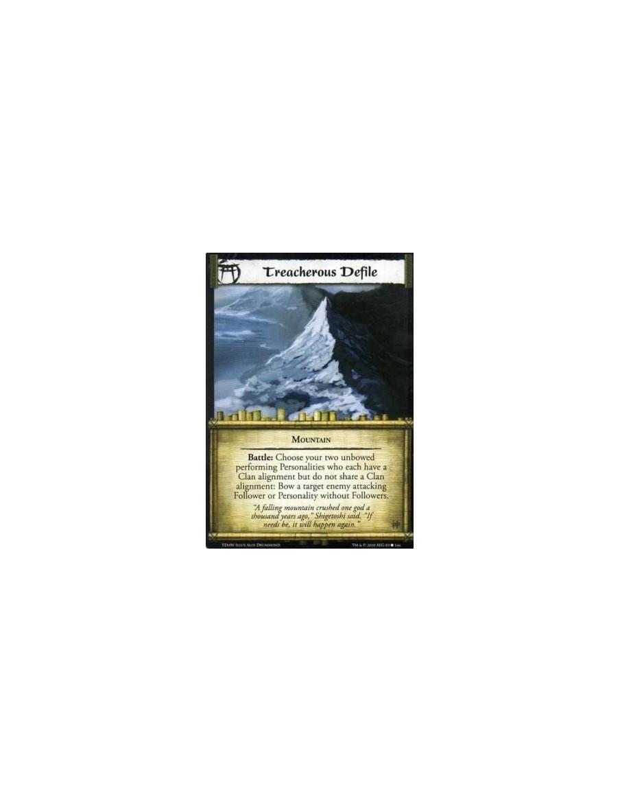 Treacherous Defile  - Mountain Battle: Choose your two unbowed performing Personalities who each have a Clan alignment but do no