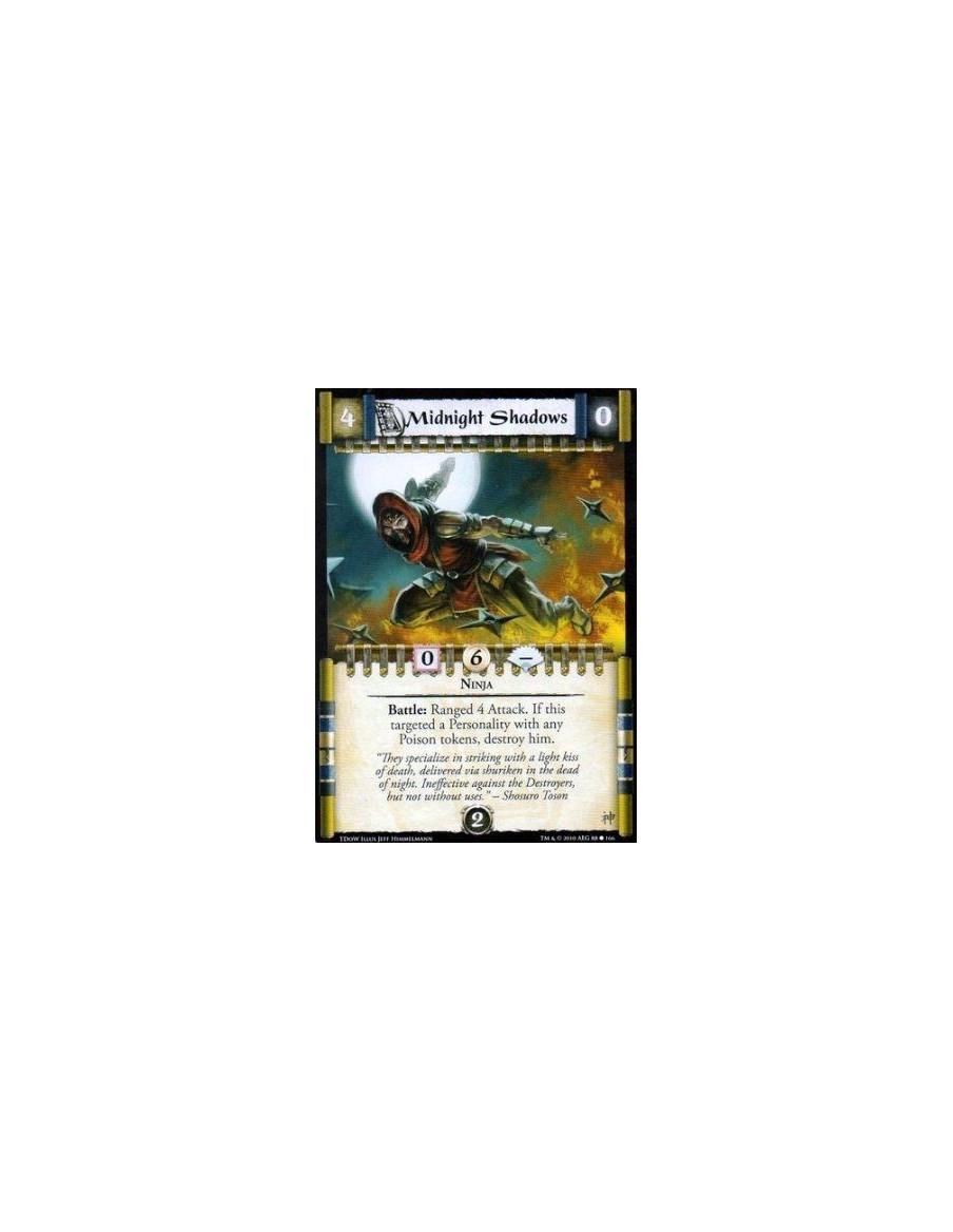 Midnight Shadows (Spanish Language)  - Ninja Battle: Ranged 4 Attack. If this targeted a Personality with any Poison tokens, des
