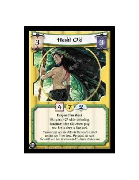Togashi Oki  - Dragon Clan · Monk · TattooedOki has +2F while defending.  After Oki enters play, you may bow her: If you do, dra