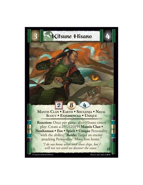 Kitsune Hisano Exp  - Mantis Clan • Earth • Shugenja • Naval • Scout • Experienced • UniqueReaction: Once per game after Hisano