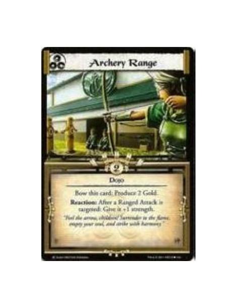 Archery Range  - DojoBow this card: Produce 2 Gold. Reaction: After a Ranged Attack is targeted: Give it +1 strength.
