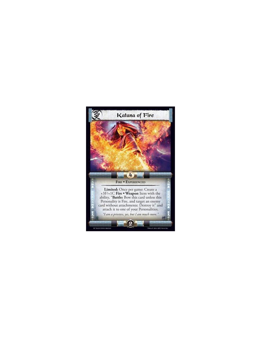 Katana of Fire Exp  - Fire • ExperiencedLimited: Once per game: Create a +3F/+1C Fire • Weapon Item with the ability, “Battle: B