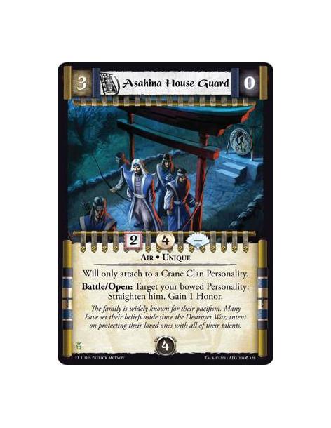 Asahina House Guard  - Air • UniqueWill only attach to a Crane Clan Personality. Battle/Open: Target your bowed Personality: Str
