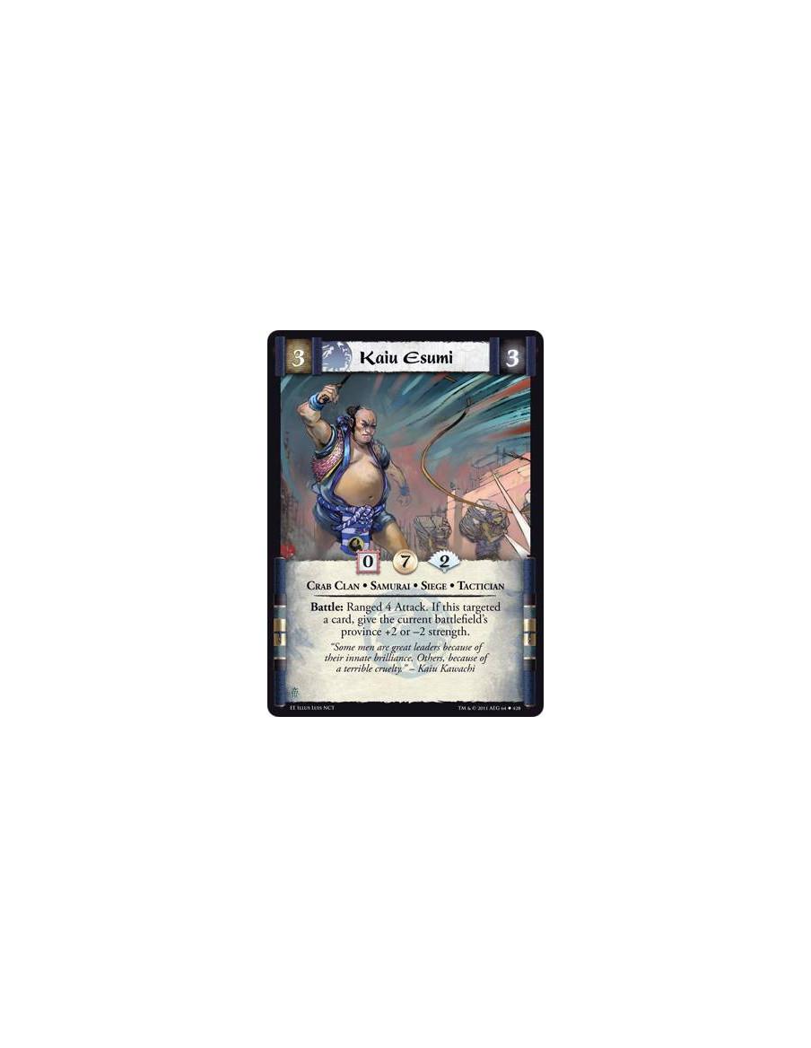 Kaiu Esumi  - Crab Clan • Samurai • Siegue • TacticianBattle: Ranged 4 Attack. If this targeted a card, give the current battlef