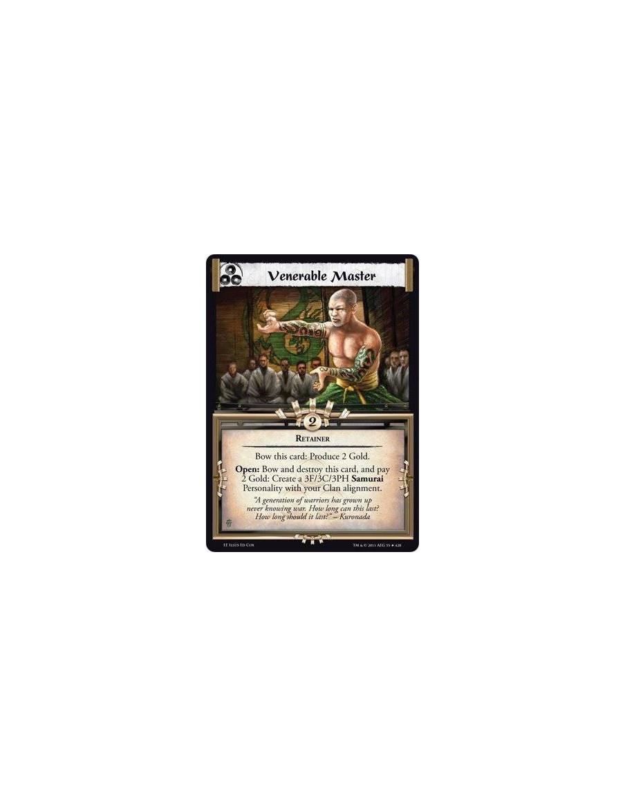 Venerable Master  - RetainerBow this card: Produce 2 Gold. Open: Bow and destroy this card, and pay 2 Gold: Create a 3F/3C/3PH S