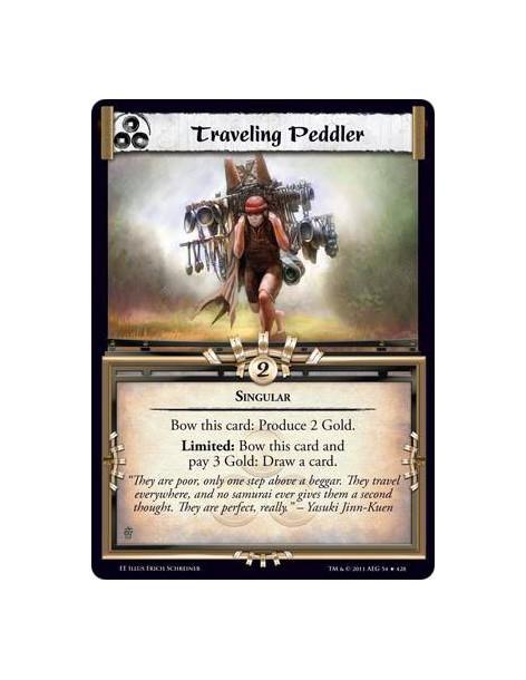 Traveling Peddler  - SingularBow this card: Produce 2 Gold. Limited: Bow this card and pay 3 Gold: Draw a card.