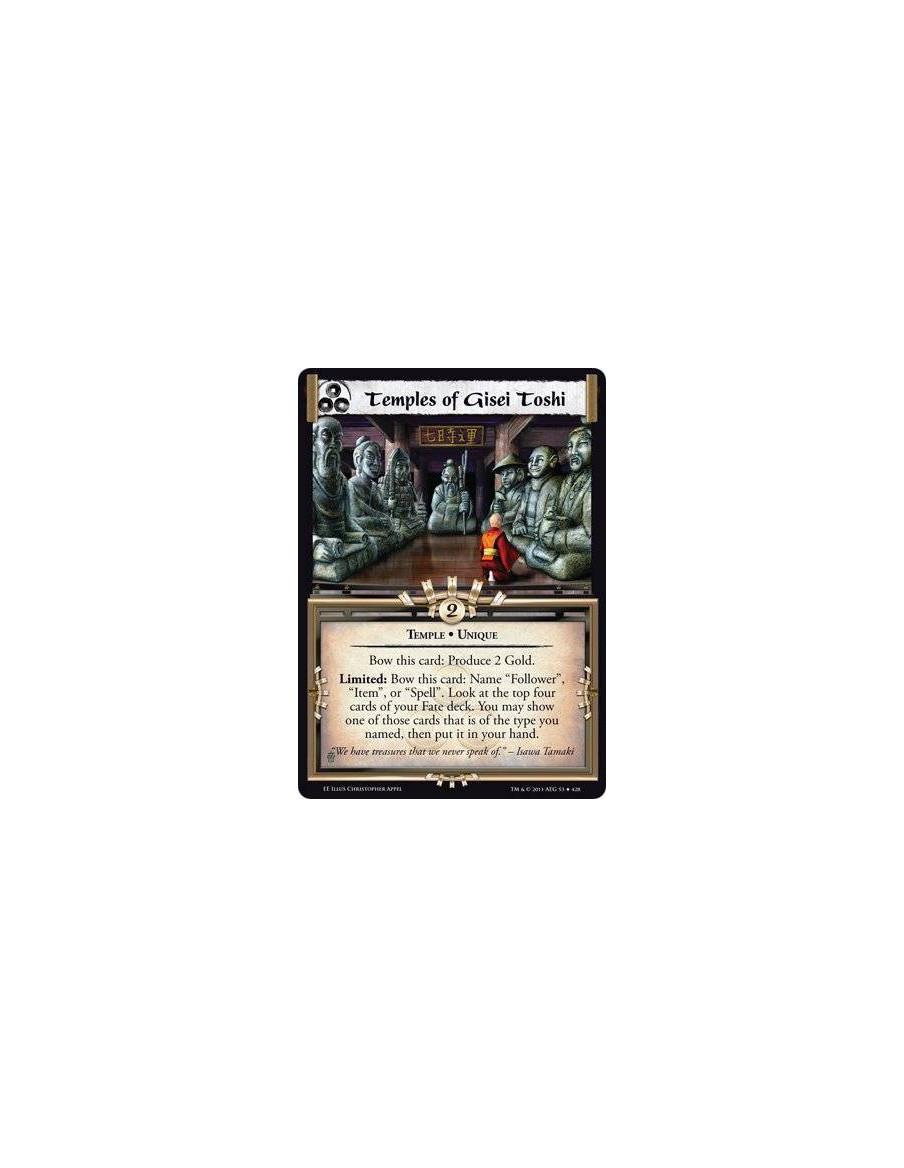 Temples of Gisei Toshi  - Temple • UniqueBow this card: Produce 2 Gold. Limited: Bow this card: Name “Follower”, “Item”, or “Spe