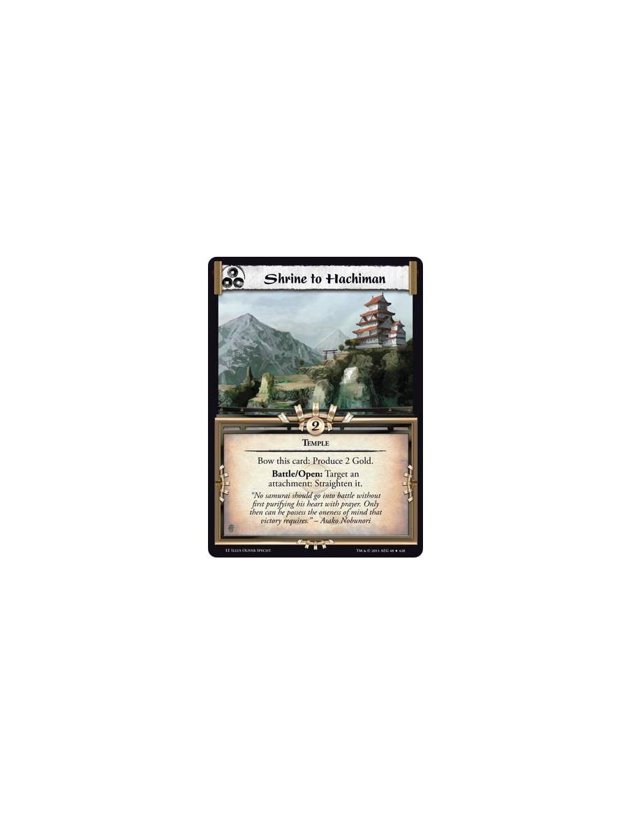 Shrine to Hachiman  - TempleBow this card: Produce 2 Gold. Battle/Open: Target an attachment: Straighten it.