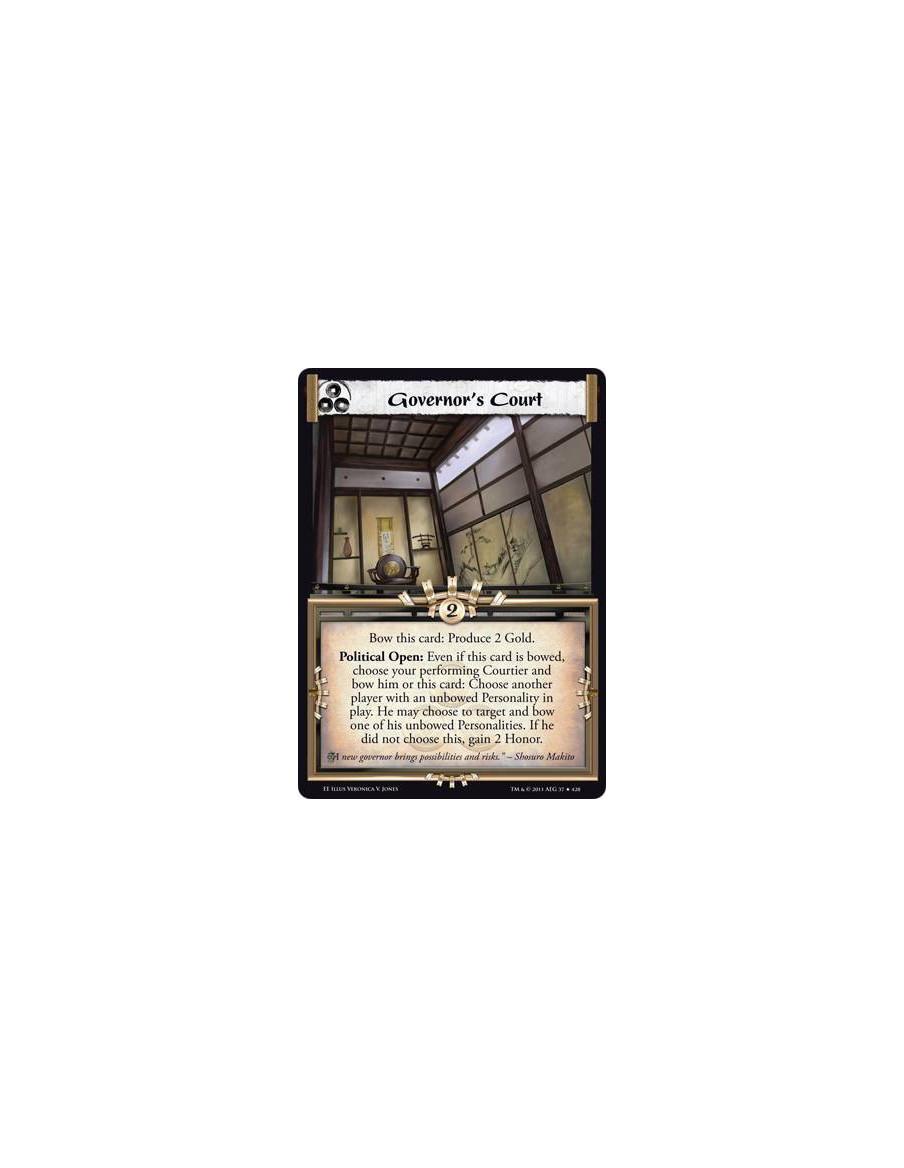 Governor's Court  - Bow this card: Produce 2 Gold. Political Open: Even if this card is bowed, choose your performing Courtier a