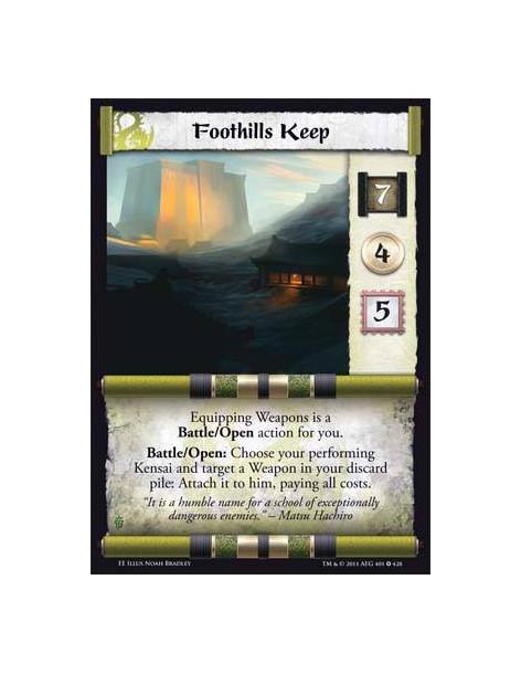 Foothills Keep  - Equipping Weapons is a Battle/Open action for you. Battle/Open: Choose your performing Kensai and target a Wea