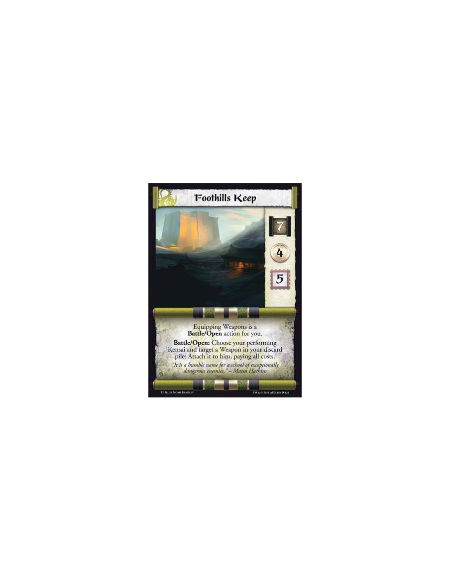 Foothills Keep  - Equipping Weapons is a Battle/Open action for you. Battle/Open: Choose your performing Kensai and target a Wea