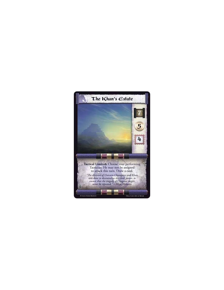 The Khan's Estate  - Tactical Limited: Choose your performing Tactician: He may not be assigned to attack this turn. Draw a card
