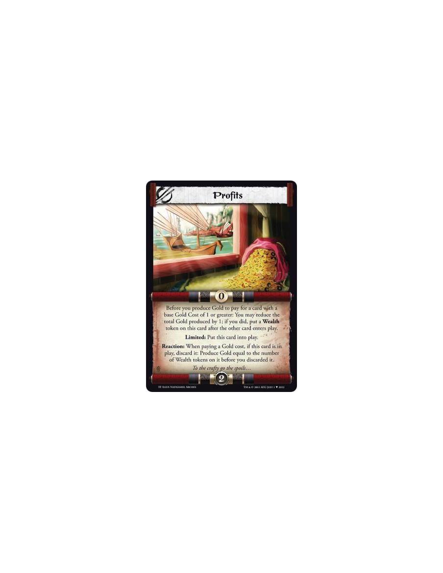 Profits  - Before you produce Gold to pay for a card with a base Gold Cost of 1 or greater: You may reduce the total Gold produc