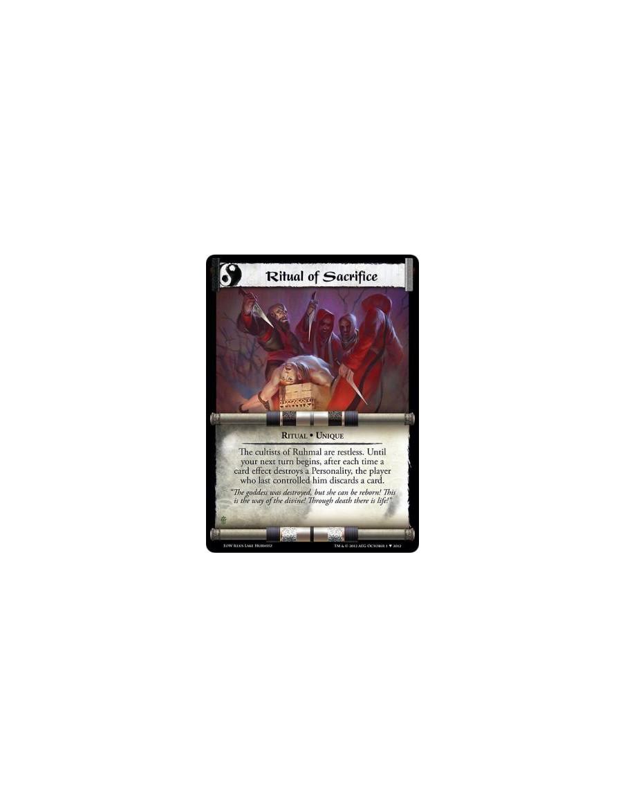 Ritual of Sacrifice  - Ritual • UniqueThe cultists of Ruhmal are restless. Until your next turn begins, after each time a card e