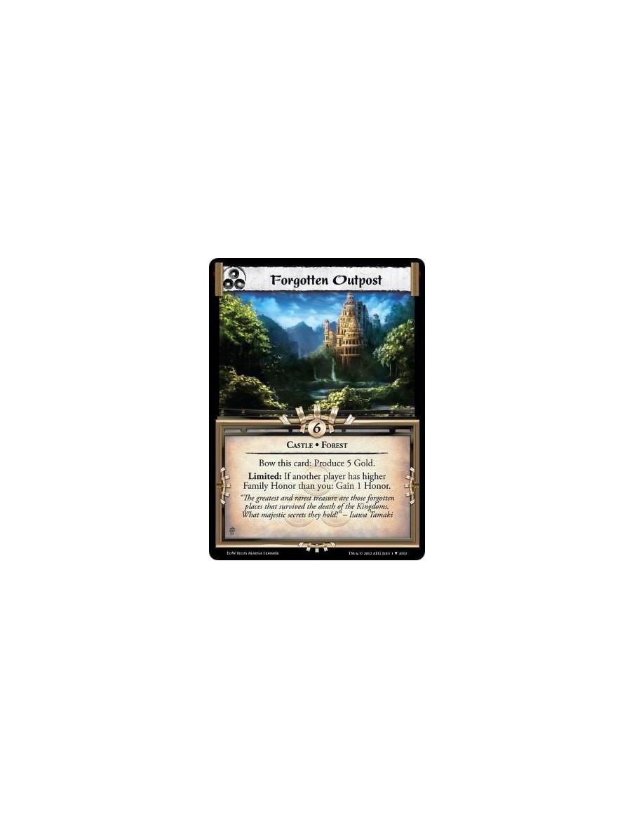 Forgotten Outpost  - Castle • ForestBow this card: Produce 5 Gold.  Limited: If another player has higher Family Honor than you: