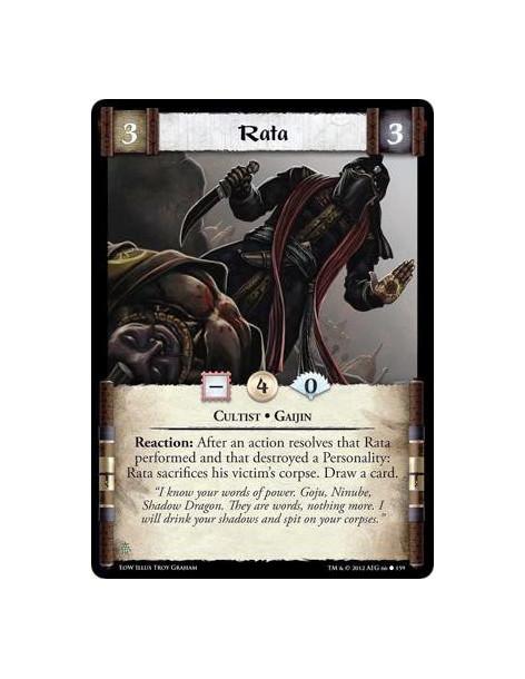 Rata  - Cultist * GaijinReaction:After an action resolved that Rata performed and that destroyed a Personality: Rata sacrifices