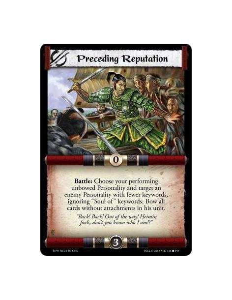 Preceding Reputation  - Battle: Choose your performing unbowed Personality and target an enemy Personality with fewer keywords, 