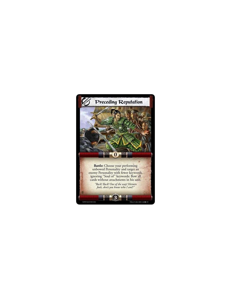 Preceding Reputation  - Battle: Choose your performing unbowed Personality and target an enemy Personality with fewer keywords, 