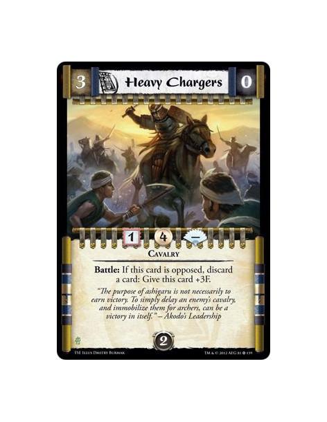 Heavy Chargers  - CavalryBattle: If this card is opposed, discard a card: Give this card +3F.