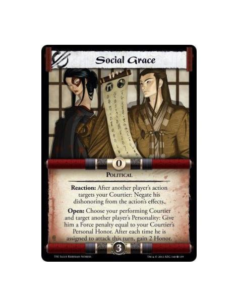 Social Grace  - PoliticalReaction: After another player's action targets your Courtier: Negate his dishonoring from the action's