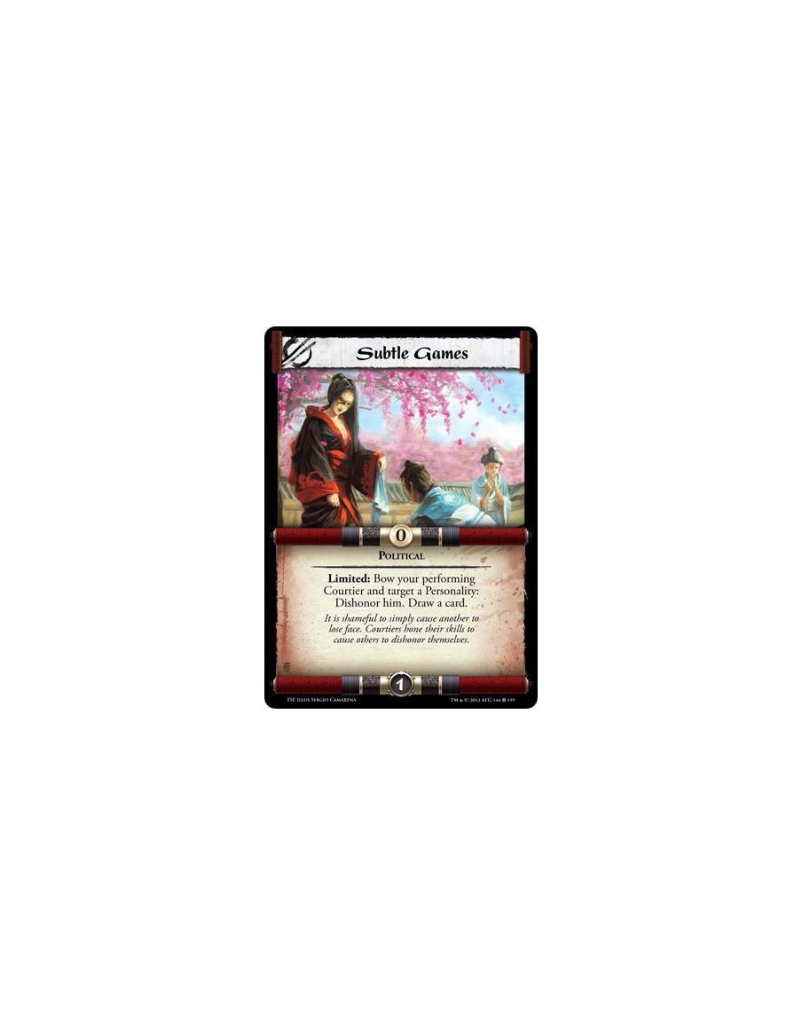 Subtle Games  - PoliticalLimited: Bow your performing Courtier and target a Personality: Dishonor him. Draw a card.