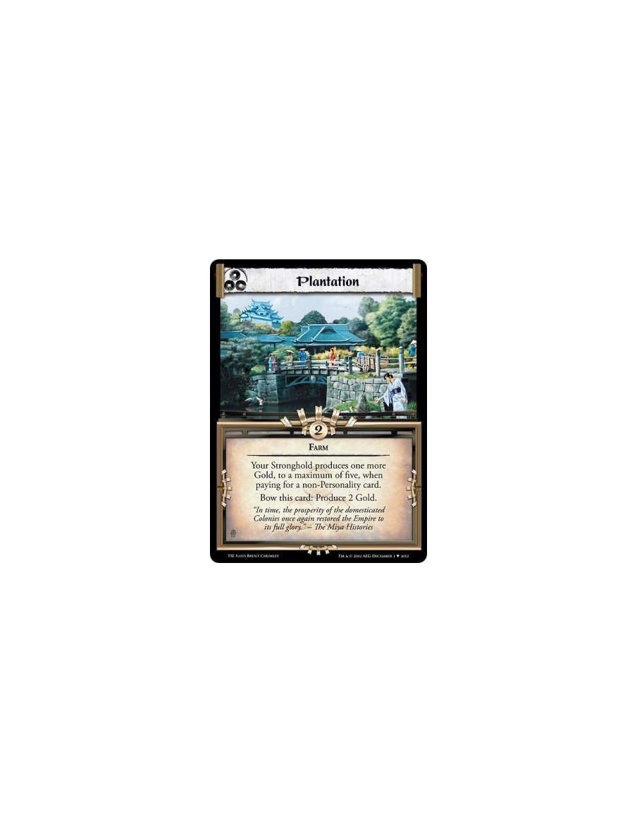 Plantation  - FarmYour Stronghold produces one more Gold, to a maximum of five, when paying for a non-Personality card.Bow this 
