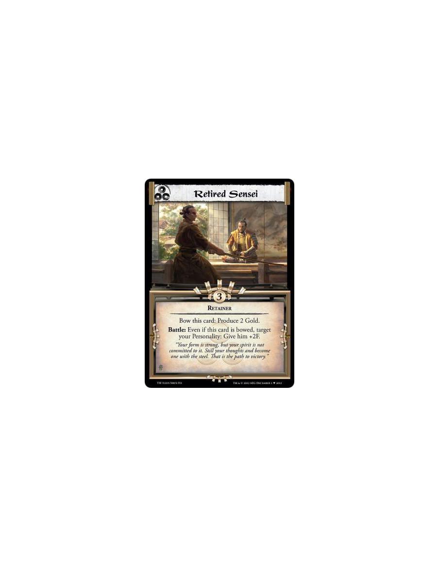 Retired Sensei  - RetainerBow this card: Produce 2 Gold.Battle: Even if this card is bowed, target your Personality: Give him +2