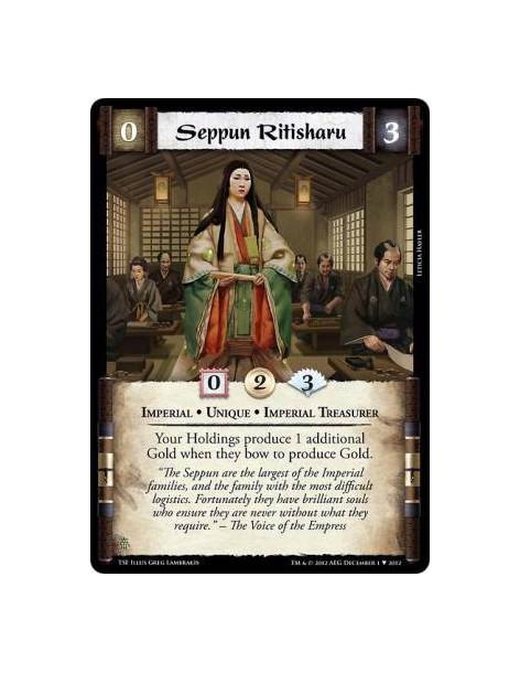 Seppun Ritisharu  - RetainerBow this card: Produce 2 Gold.Battle: Even if this card is bowed, target your Personality: Give him