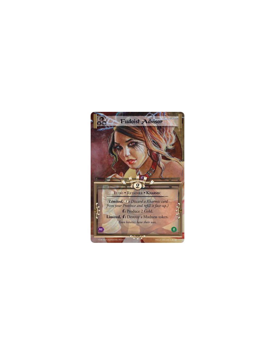 Fudoist Advisor FULL BLEED  - Fudo • Retainer • Kharmic(Limited, : Discard a Kharmic card from your Province and refill it face-