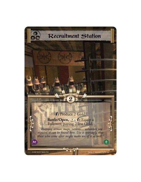 Recruitment Station FULL BLEED  - Retainerw: Produce 2 Gold.Open, , w: Equip a Follower, paying 2 less Gold.