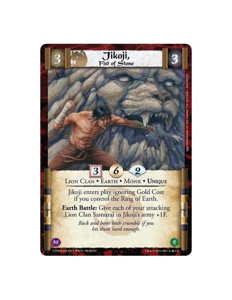 Jikoji, Fist of Stone FOIL  - Lion Clan • Earth • Monk • UniqueJikoji enters play ignoring Gold Cost if you control the Ring of