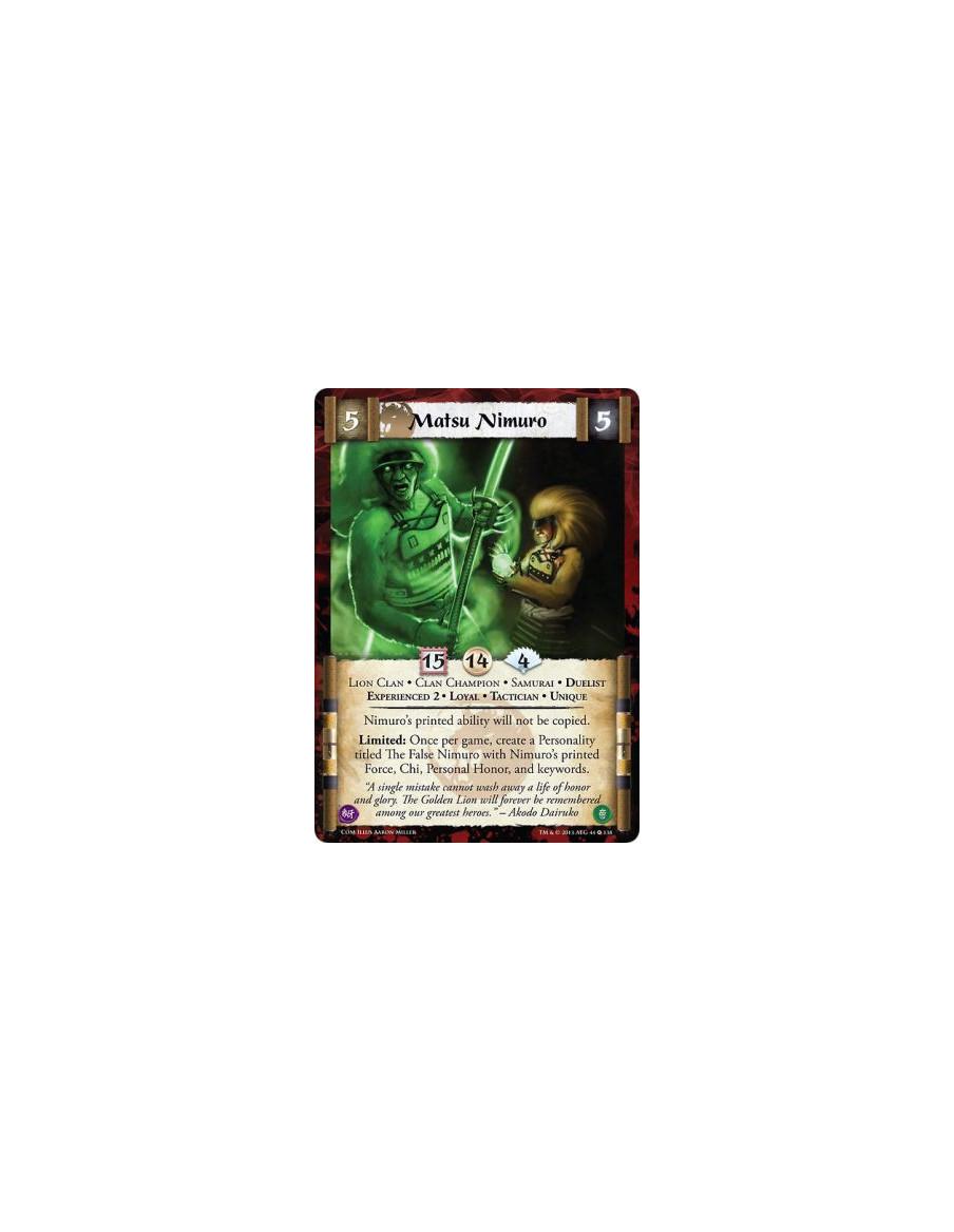 Matsu Nimuro Exp2 FOIL  - Clan Champion • Duelist • Experienced 2 • Lion Clan • Loyal • Samurai • Tactician • UniqueNimuro's pri