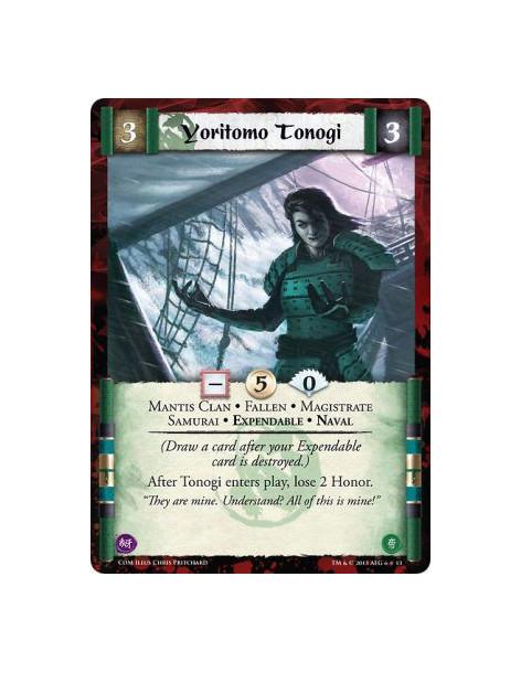 Yoritomo Tonogi FULL BLEED  - Mantis Clan • Fallen • Magistrate • Samurai • Expendable • Naval(Draw a card after your Expendable